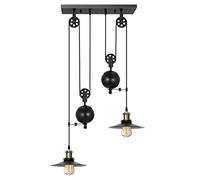 Éclairage Art déco Moderne à 2 lumières Finition chromée Abat-Jour en métal en Cristal Base de Lampe Suspendue E26 plafonnier Noir équipement Ampoule LED Salle à Manger Salon Chambre Bar Restaurant
