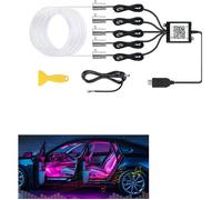 Éclairage d'ambiance 5 en 1 pour voiture, bande LED RGB de 600 cm, 16 millions de couleurs, contrôle via application