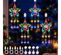 Éclairage de fenêtre en forme d'étoile de Noël à LED, rechargeable, lot de 4, multicolore