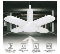 Éclairage de garage à LED, 60W E26/ E27 6500K 6000Lm Lampe d'atelier, déformable 4 panneaux ajustables, Plafonnier LED pour garage,