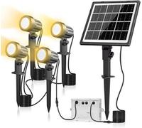 Éclairage de jardin à énergie solaire, blanc chaud 2700 K, 3 niveaux de luminosité, 2 modes, 5000 mAh, étanche - lot de 4