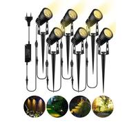 Éclairage de jardin avec piquets au sol, projecteur LED étanche IP65, lumière blanche chaude 2700K