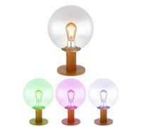 Éclairage de jardin extérieur base lumière extérieure E27 lampe d'extérieur lampadaire, aluminium aspect bois boule de verre, aspect bulle, télécommande dimmable, RGB LED 8,5W 806Lm 2700L-6500K, DxH 2