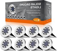 Éclairage de jardin solaire 8 h, 600 mAh, étanche, 8 LED blanches