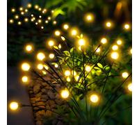 Éclairage de jardin solaire - Lampes d'extérieur "Luciole" - Pour éclairer votre terrasse - 40 LED avec effet de lumière dynamique - Lot de 4 - Blanc