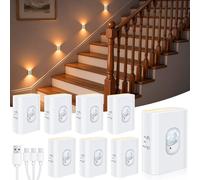 Éclairage de marches d'escalier rechargeable - Veilleuse avec détecteur de mouvement - Pour une circulation sécurisée - Lumière moderne orientée vers le haut et vers le bas - Lot de 8 pièces - Blanc
