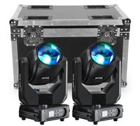 Éclairage de scène - Lot de 2 projecteurs 10R Beam Moving Head de 280 W - DMX - 17 gobos - 14 couleurs - Mallette de transport - Prise européenne