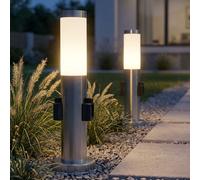 Éclairage D'Extérieur Lampadaire Allée Chemin Argent Inox 2x Prise Terrasses 2x