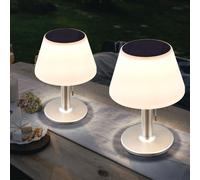 Éclairage D'Extérieur Lampe Solaire de Table LED Jardin Tirette Blanc Inox 2x