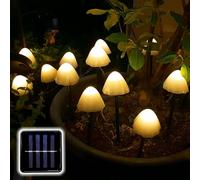 Éclairage en forme de champignon - Guirlande décorative - Créez une ambiance chaleureuse dans votre jardin - Fonctionne à l'énergie solaire - 5 mètres, 20 LED - Lumière blanche chaude