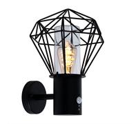 Eclairage extérieur Applique murale LED extérieur avec détecteur de mouvement lampe de jardin détecteur de mouvement, grille diamant noir, 7W 806 lm blanc chaud, LxH 22,5x34 cm