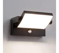Éclairage extérieur avec capteur PIR, éclairage de sécurité extérieur en aluminium, résistant aux intempéries IP54 20 W LED 1100 lumens, éclairage extérieur pour porte d'entrée de porche, blanc 4000K