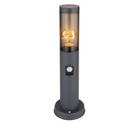 Eclairage extérieur Lampe sur pied Lampe de socle fumée anthracite Extérieur avec détecteur de mouvement Lampadaire de jardin, métal plastique, 1x E27, DxH 7,6x45 cm