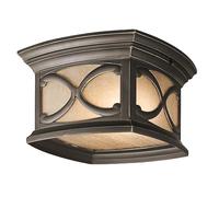 Eclairage exterieur plafonnier acier verre bronze D 27,9 cm 2 flammes E27 baldaquin