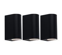 Eclairage extérieur porte d'entrée Up Down applique murale exterieur noir applique extérieure terrasse aluminium, changement de couleur dimmable avec télécommande, 2x LED RGB 3,5W 290lm, lot de 3