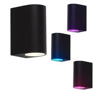 Eclairage extérieur porte d'entrée up down applique murale extérieur noir mur extérieur terrasse aluminium, changement de couleur dimmable avec télécommande, 2x LED RGB 3,5W 200lm 3000K