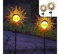 Éclairage extérieur solaire avec piquet - Lot de 2 - Lampes d'extérieur à LED - Lampes de jardin décoratives - Décoration de jardin avec panneau solaire.