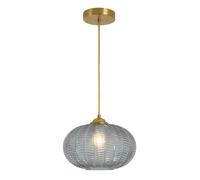 Éclairage Grands luminaires suspendus en verre, îlot de cuisine, luminaire suspendu en laiton doré, globe doré, luminaire suspendu en verre rayé fumé, luminaire moderne du milieu du siècle pour salle