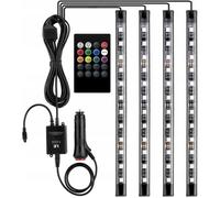 Éclairage intérieur de voiture - AIMOONSA - 3 m 48 LED (SMD5050) - 4 barres - RGB multicolore - Télécommande