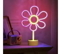 Éclairage LED décoratif avec socle, décoration de chambre à coucher, panneau néon esthétique, alimenté par USB et piles, pour fête, décoration intérieure, salon (fleur)