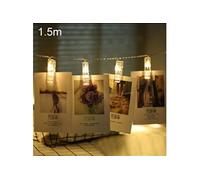 Eclairage LED Guirlande/Décoration LED 1,5 m de lumière blanche chaude clip photo LED guirlande lumineuse, 10 LED, 2 piles AA, piles à chaînes,