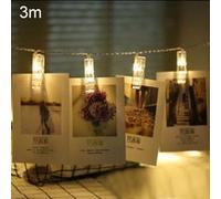 Eclairage LED Guirlande/Décoration LED 3m lumière de lumière blanche chaude clip photo LED guirlande lumineuse, 30 LED 3 piles AA piles à chaînes boîte lampe décorative pour la maison des images suspe