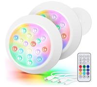Eclairage LED Submersible Magnétiques Piscine Hors Sol, 15cm Lumiere Couleur RGBW Piscine IP68 Étanche Télécommande, 2 Pack-Blanc