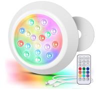 Eclairage LED Submersible Magnétiques pour Piscine Hors Sol, 15cm Lumiere Piscine sous l'eau RGBW IP68 18 LEDs Lampe Piscines Bois