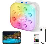 Éclairage piscine submersible LED rechargeable 3000 mAh IP68 16 couleurs télécommande 180 m magnétique USB-C baignoire bassin