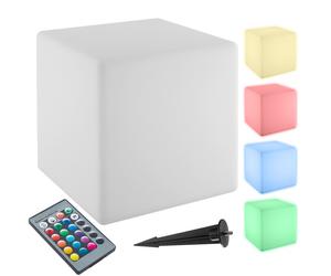 Eclairage - TECTAKE - Lampe cube avec ampoule LED LUMINOUS CUBE et télécommande 12W - Blanc - Taille L 43 x 43 x 43 cm