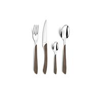 Amefa – Ménagère 16 couverts – Eclat Nature – Acier inoxydable 18/0, fini brillant – Bois foncé