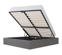 ECLIPSE Lit adulte 160x200 cm + Coffre de rangement - Tissu gris clair