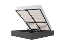 ECLIPSE Lit coffre adulte - Tissu gris foncé - Sommier inclus - l 140 x L 190 cm