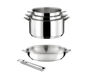 Eclipse - Lot 5 pièces - Casseroles 16, 18 et 20cm, Poêle 24cm inox et poignée