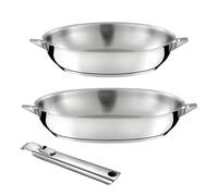 Eclipse - Lot de 2 poêles 24-28 cm inox finition miroir avec poignée amovible