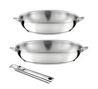 Eclipse - Lot de 2 poêles 24-28 cm inox finition miroir avec poignée amovible