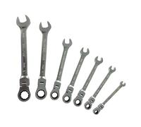 ECLIPSE Professional Tools ERWFLEX7PS - Jeu de 7 Clés à Cliquet à Tête Flexible 8-19 mm - Acier Chrome Vanadium, 90 Dents, Finition Satinée, pour Automobile, CVC, Plomberie et Mécanique