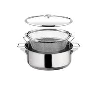 Cuisinox - Eclipse - Sauteuse 24 cm avec revêtement en céramique, couvercle et panier de cuisson - Fond encapsulé - Compatible tous feux - Acier inoxydable 18/1 - Finition miroir