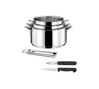 CUISINOX - Eclipse - Set cuisson et coutellerie - Casseroles 16/18/2 cm, éplucheur et couteau office - Poignée inox - Fond encapsulé - Compatible tous feux dont induction
