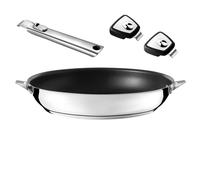 Eclipse - Set poêle 32 cm revêtement céramique avec poignée inox et anses amovibles