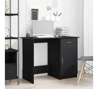 Eclith Bureau avec espace de rangement noir aspect chêne 100 x 50 x 76 cm pour bureau à domicile, bureau, chambre d'adolescent, avec tiroir, compartiment de rangement, gestion des câbles, robuste