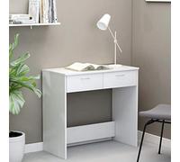 Eclith Bureau blanc 80 x 40 x 75 cm en bois avec espace de rangement et gestion des câbles pour bureau, bureau à domicile, chambre d'adolescent, bureau d'ordinateur, table de travail, avec tiroirs