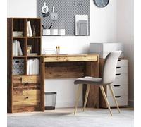Eclith Bureau en bois vieilli 90 x 40 x 76 cm avec cadre en bois robuste, plan de travail pratique, gestion des câbles et espace de rangement, idéal pour le bureau, le bureau, la chambre d'adolescent