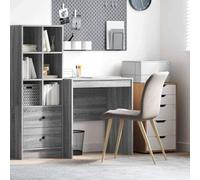 Eclith Bureau gris 70 x 50 x 76 cm en bois avec espace de rangement, idéal pour le bureau à domicile, le bureau et la chambre d'adolescent, durable, design moderne, montage facile, gestion des câbles