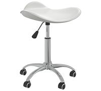 Eclith Chaise de bureau blanche en cuir synthétique avec coussin d'assise et dossier, réglable en hauteur, pivotante avec roulettes pour bureau à domicile, bureau, salle de conférence, chaise de