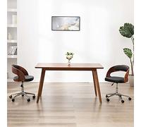 Eclith Chaise de bureau pivotante noire avec structure en bois de buste, housse en cuir synthétique, dossier ergonomique et coussin d'assise pour bureau à domicile, bureau et salle de conférence