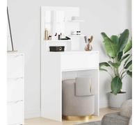 Eclith Coiffeuse pour chambre à coucher avec étagère, blanche, 80 x 39,6 x 135 cm, table de maquillage en bois avec espace de rangement, tiroirs, miroir, organiseur, idéale pour chambre à coucher et