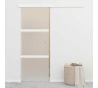 Eclith Porte coulissante en verre ESG avec cadre en aluminium 76 x 205 cm, butée souple, porte intérieure peu encombrante pour appartement, porte d'entrée latérale, rénovation, avec kit et ferrure