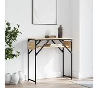 Eclith Table console en chêne Sonoma avec surface de rangement, 75 x 30 x 75 cm, en bois et cadre en métal, table d'appoint stable pour couloir, salon, bureau avec espace de rangement et pieds