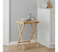 Eclith Table de cuisine en bambou naturel 40 x 30 x 53,5 cm pliable avec pieds en forme de X et barre de maintien renforcée, idéale comme table à manger, table de salle à manger, table familiale pour